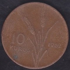 1962 YILI 10 KURUŞ TEMİZ