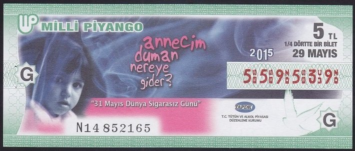 2015 29 MAYIS ÇEYREK BİLET G SERİSİ