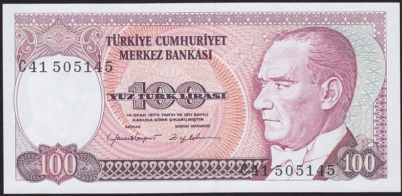 7.Emisyon 2.Tertip 100 Lira C41 505145 Çil