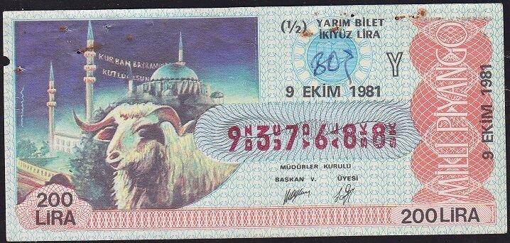 1981 9 Ekim Yarım Bilet - Y Serisi - Haliyle