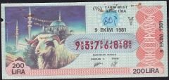 1981 9 Ekim Yarım Bilet - Y Serisi - Haliyle