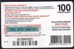 Turkcell Hazır Kart 100 Kontör 2010