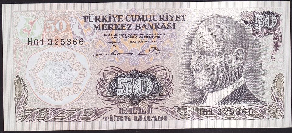 6.Emisyon 1.Tertip 50 Lira H61 325366 Çil