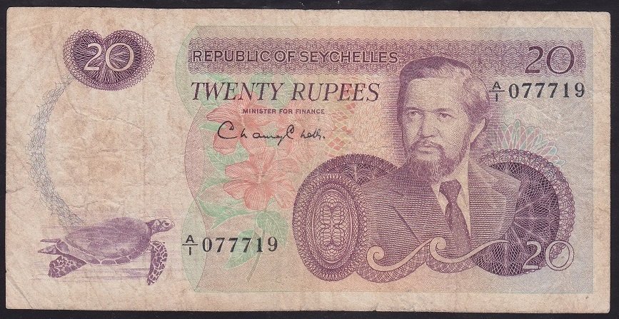 SEYCHELLES 20 RUPEES 1977 TEMİZ +