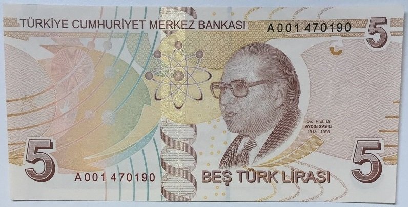 9.EMİSYON 5 LİRA 1.TERTİP A001 470190 ÇİL