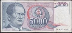 Yugoslavya 5000 Dinar 1985 Çok Temiz