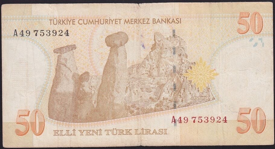 8.Emisyon 50 YTL A49 753924 Çok Temiz