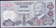 6.Emisyon 1.Tertip 1000 Lira B60 208975 Çok Temiz+