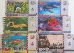Pitcairn Island 6 Adet Kraliçe Pound Fantazi Para Seti Çil Hepsi Aynı Numara