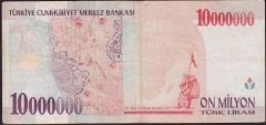 7.Emisyon 10 000 000 Lira A73 257234 Çok Temiz
