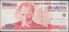 7.Emisyon 10 000 000 Lira B65 532587 Çok Temiz