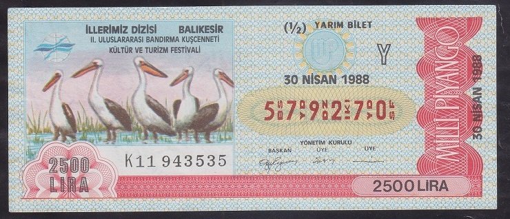 1988 30 NİSAN YARIM BİLET Y SERİSİ