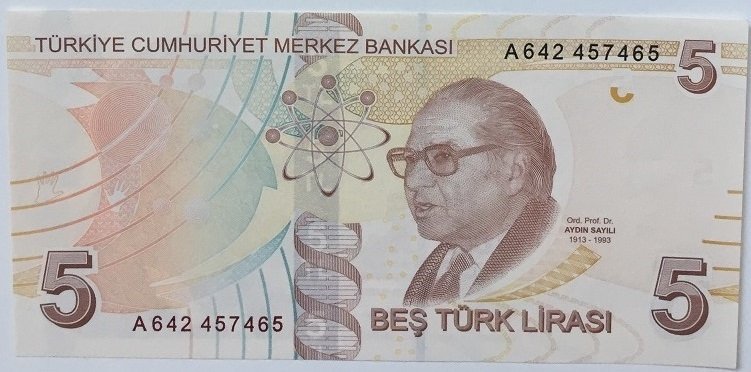 9.EMİSYON 5 LİRA 1.TERTİP A642 457465 ÇİL