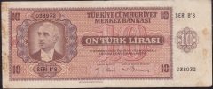 3.Emisyon 10 Lira B8 038932 Çok Temiz+ ( Açıklamayı Okuyunuz )