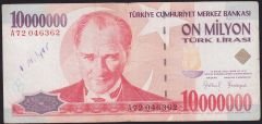 7.Emisyon 10 000 000 Lira A72 046362 Çok Temiz
