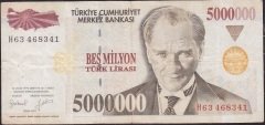7.Emisyon 5 000 000 Lira H63 468341 Çok Temiz