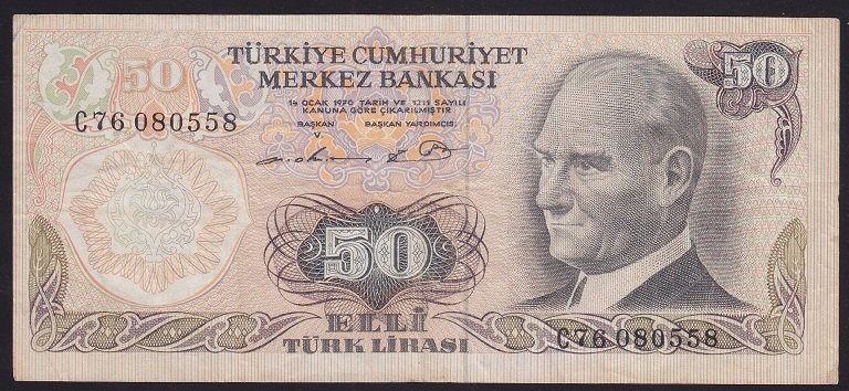 6.EMİSYON 1.TERTİP 50 LİRA C76 080558 ÇÇT