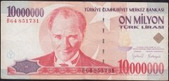 7.Emisyon 10 000 000 Lira B64 851731 Çok Temiz