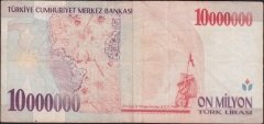 7.Emisyon 10 000 000 Lira B64 851731 Çok Temiz