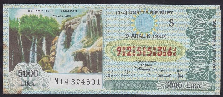 1990 9 ARALIK ÇEYREK BİLET S SERİSİ