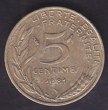 FRANSA 5 CENTİMES 1981