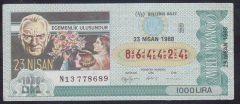 1988 23 NİSAN ÇEYREK BİLET R SERİSİ