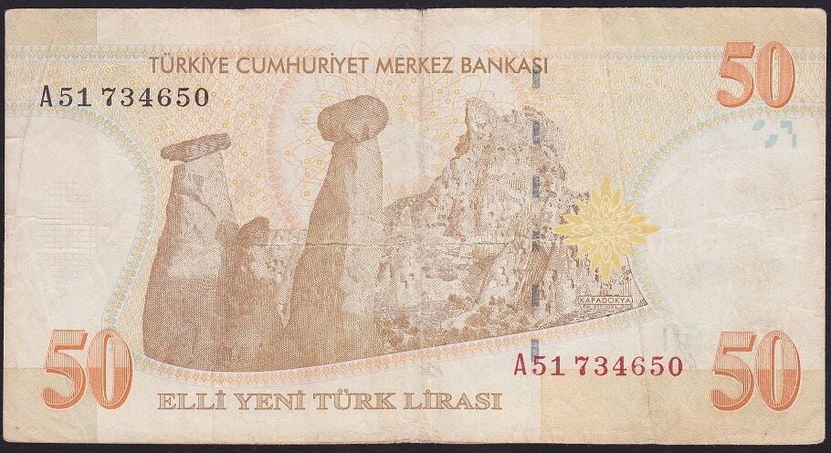 8.Emisyon 50 YTL A51 734650 Çok Temiz
