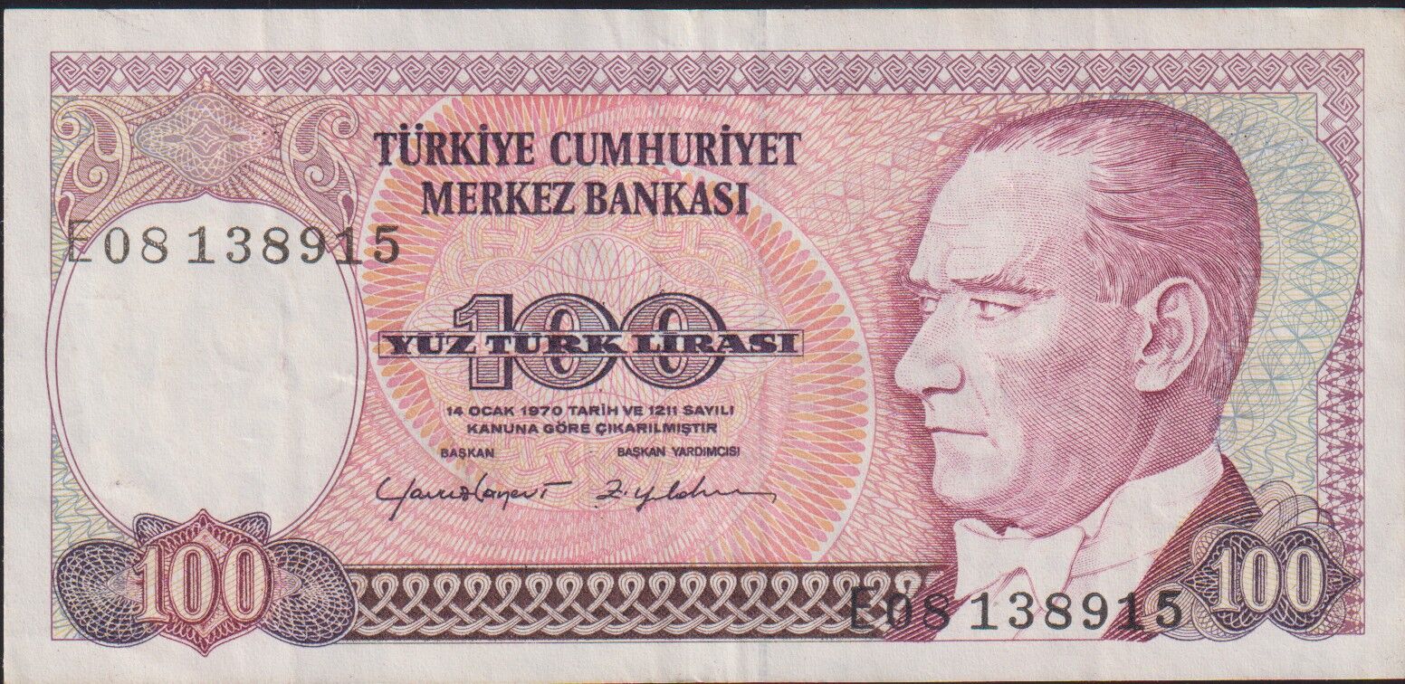 7.Emisyon 2.Tertip 100 Lira E08 138915 Çok Temiz+