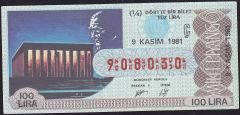 1981 9 Kasım Çeyrek Bilet - Ç Serisi