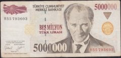 7.Emisyon 5 000 000 Lira H55 793603 Çok Temiz