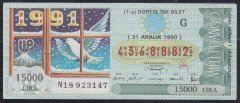 1990 31 ARALIK ÇEYREK BİLET G SERİSİ