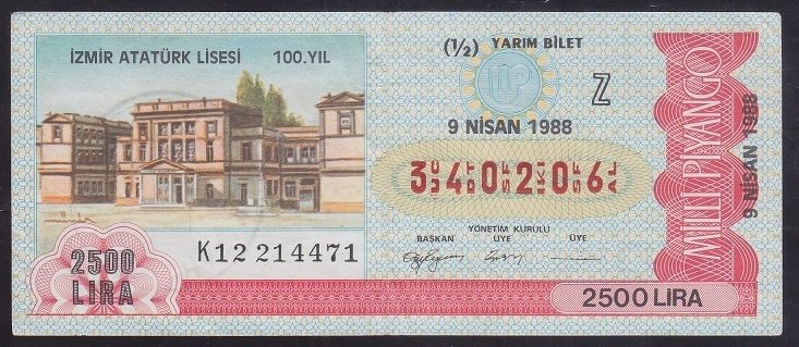 1988 9 NİSAN YARIM BİLET Z SERİSİ