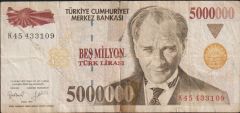 7.Emisyon 5 000 000 Lira K45 433109 Haliyle