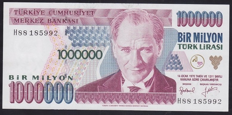 7.EMİSYON 2.TERTİP 1 000 000 LİRA H88 185992 ÇİLALTI