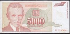 Yugoslavya 5000 Dinar 1993 Çok Temiz+