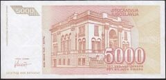 Yugoslavya 5000 Dinar 1993 Çok Temiz+