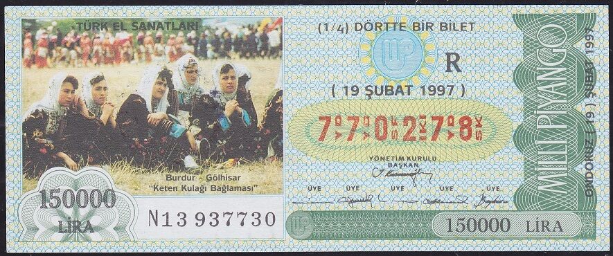 1997 19 Şubat Çeyrek Bilet - R Serisi - Burdur