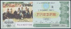 1997 19 Şubat Çeyrek Bilet - R Serisi - Burdur