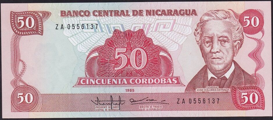 Nikaragua 50 Cordobas 1985 Çil Z Serisi