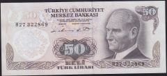 6.Emisyon 1.Tertip 50 Lira H27 322869 Çok Temiz+