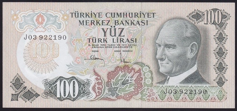 6.EMİSYON 3.TERTİP 100 LİRA J03 922190 ÇİLALTI ÇİL