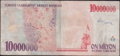 7.Emisyon 10 000 000 Lira B62 743346 Çok Temiz