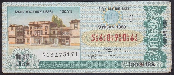 1988 9 NİSAN ÇEYREK BİLET U SERİSİ