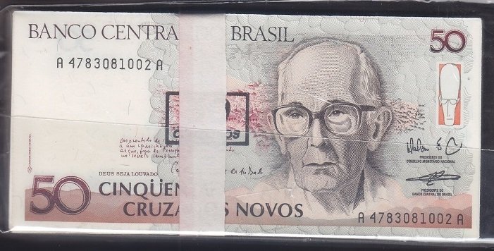 BREZİLYA 50 CRUZEİROS 1990 ÇİL (SERİ TAKİPLİ 10 ADET)