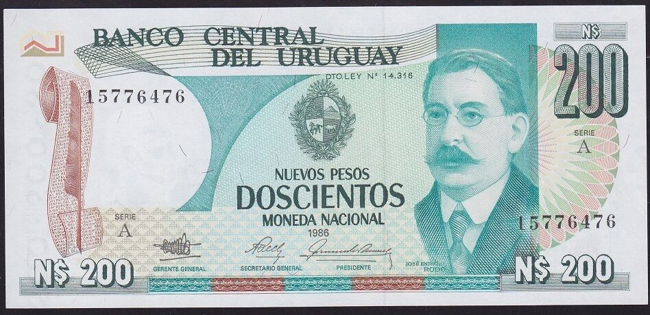 Uruguay 200 Nuevos Pesos 1986 Çilaltı Çil