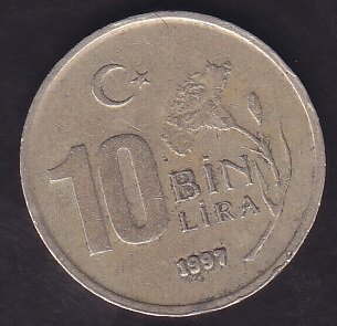 1997 Yılı 10000 Lira İnce Baskı