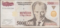 7.Emisyon 5 000 000 Lira G78 656290 Çok Temiz +