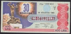 1983 30 AĞUSTOS YARIM BİLET Y SERİSİ