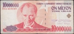 7.Emisyon 10 000 000 Lira B61 419547 Çok Temiz