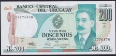 Uruguay 200 Nuevos Pesos 1986 Çilaltı Çil
